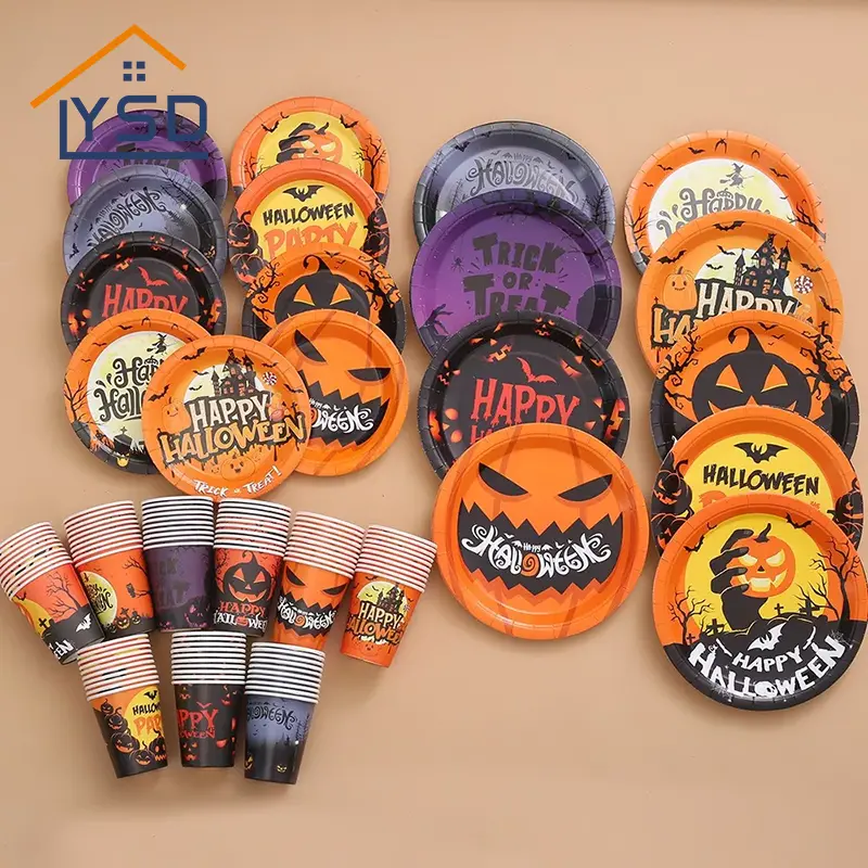 Conjuntos de vajillas desechables de Halloween