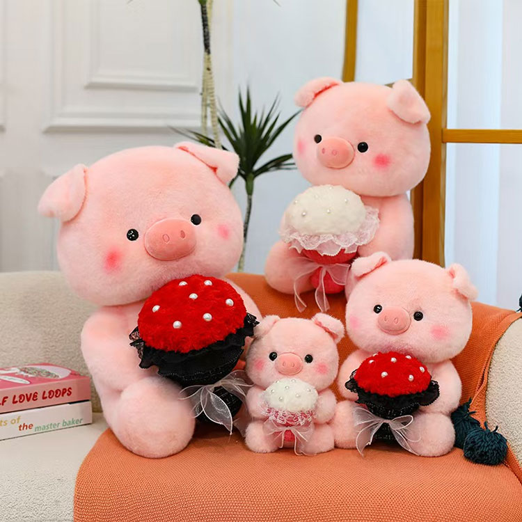 Peluche Cerdo Rosa Con Flores