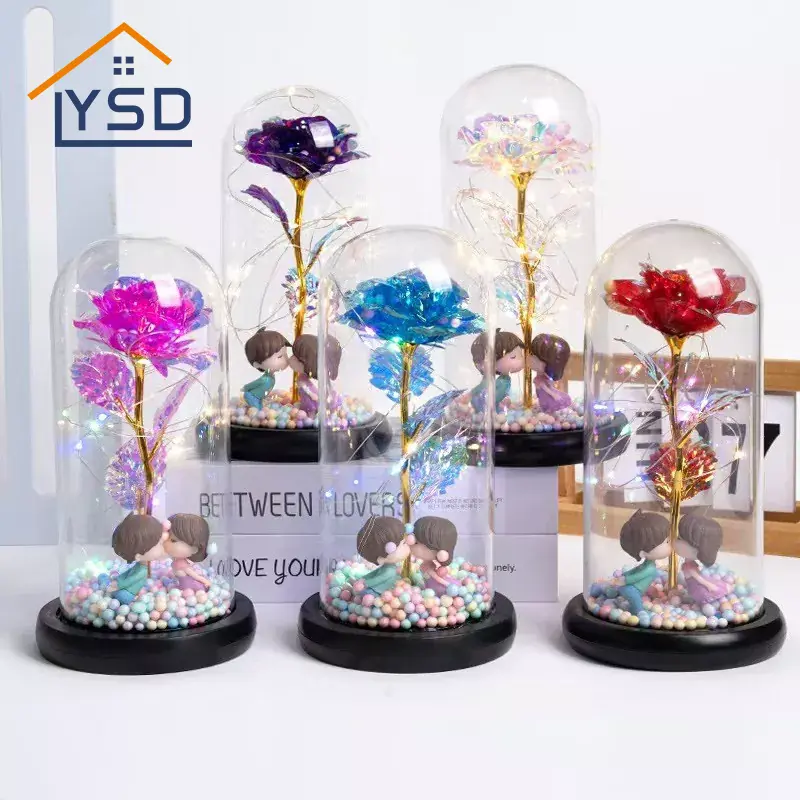 Flores de cúpula de cristal del día de San Valentín